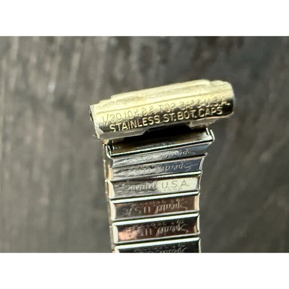 Vintage Speidel USA Expansion Watch Band 10K Gold Filled Top Stainless Steel - Picture 6 of 8